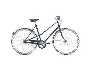 Gazelle vintage damesfiets blauw met leren handvaten